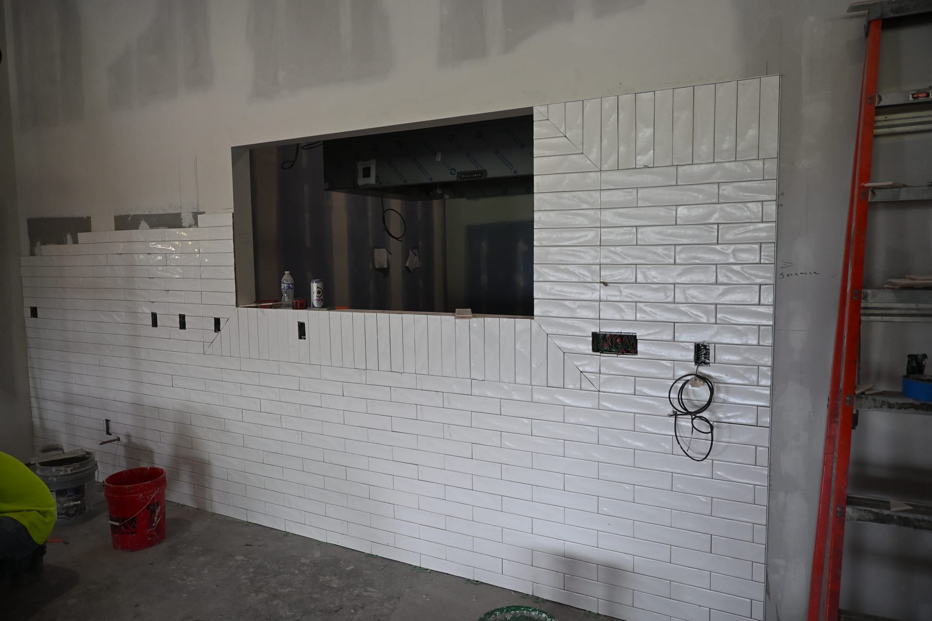 Updated wall finishes taking shape inside the restaurant
